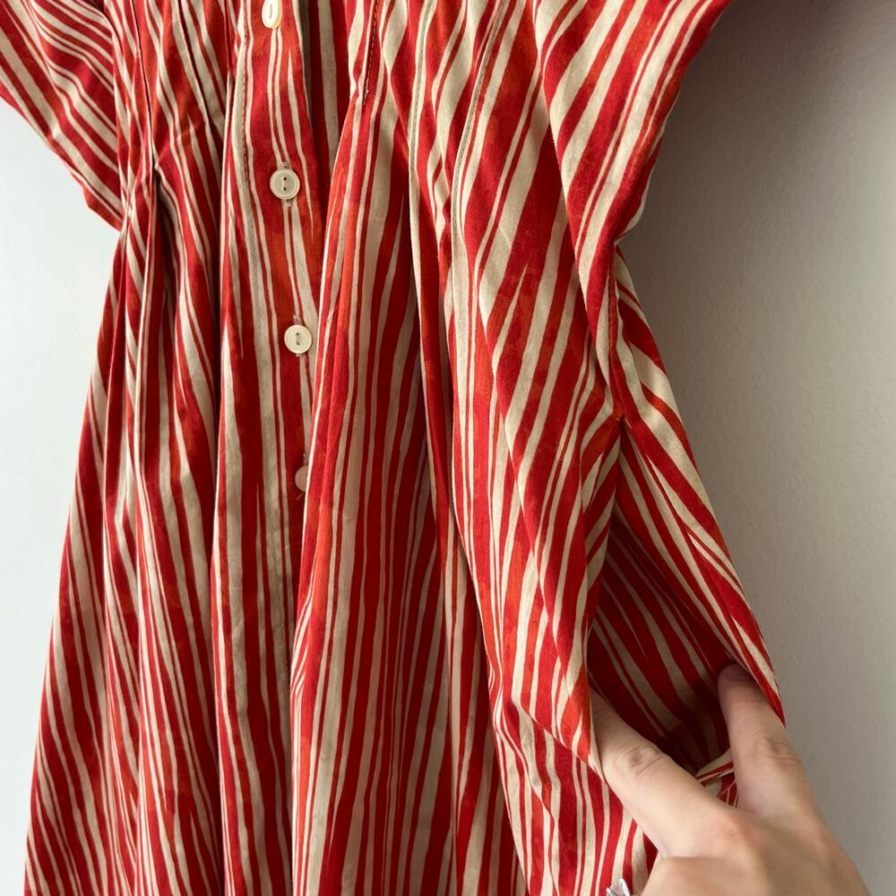 Anthropologie Exquise The Tobie Cadence Shirt Dress Midi in Red Ivory, Size XS - Picture 14 of 14